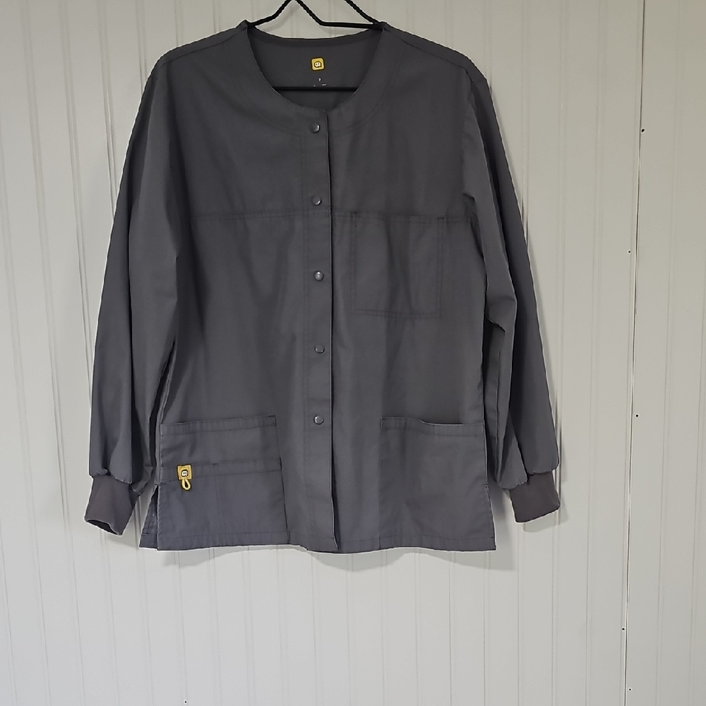 WonderWink WonderFLEX Constance Snap Scrub Jacket in pewter